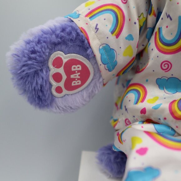 Build A Bear BAB Purple Lavender Spotted Cow Animal Plush 17" with Rainbow PJs - Picture 3 of 9